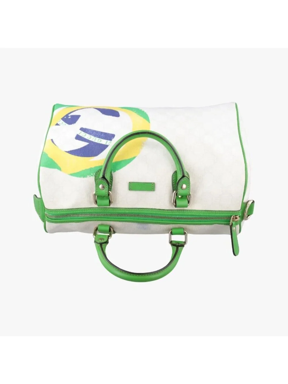 Gucci GG Flag Joy Boston White Green Yellow Blue Leather Handbag